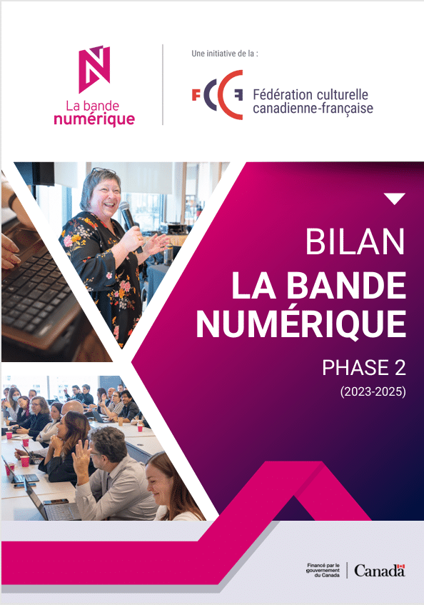 Couverture du bilan de La bande numérique phase 2 mettant en lumière des représentants de la FCCF et des organismes participants.
